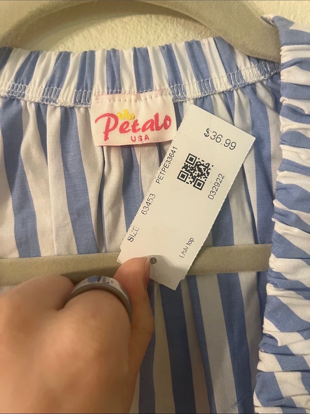 Blue & White Striped Tie-Front Crop Top - Picture 4 of 6